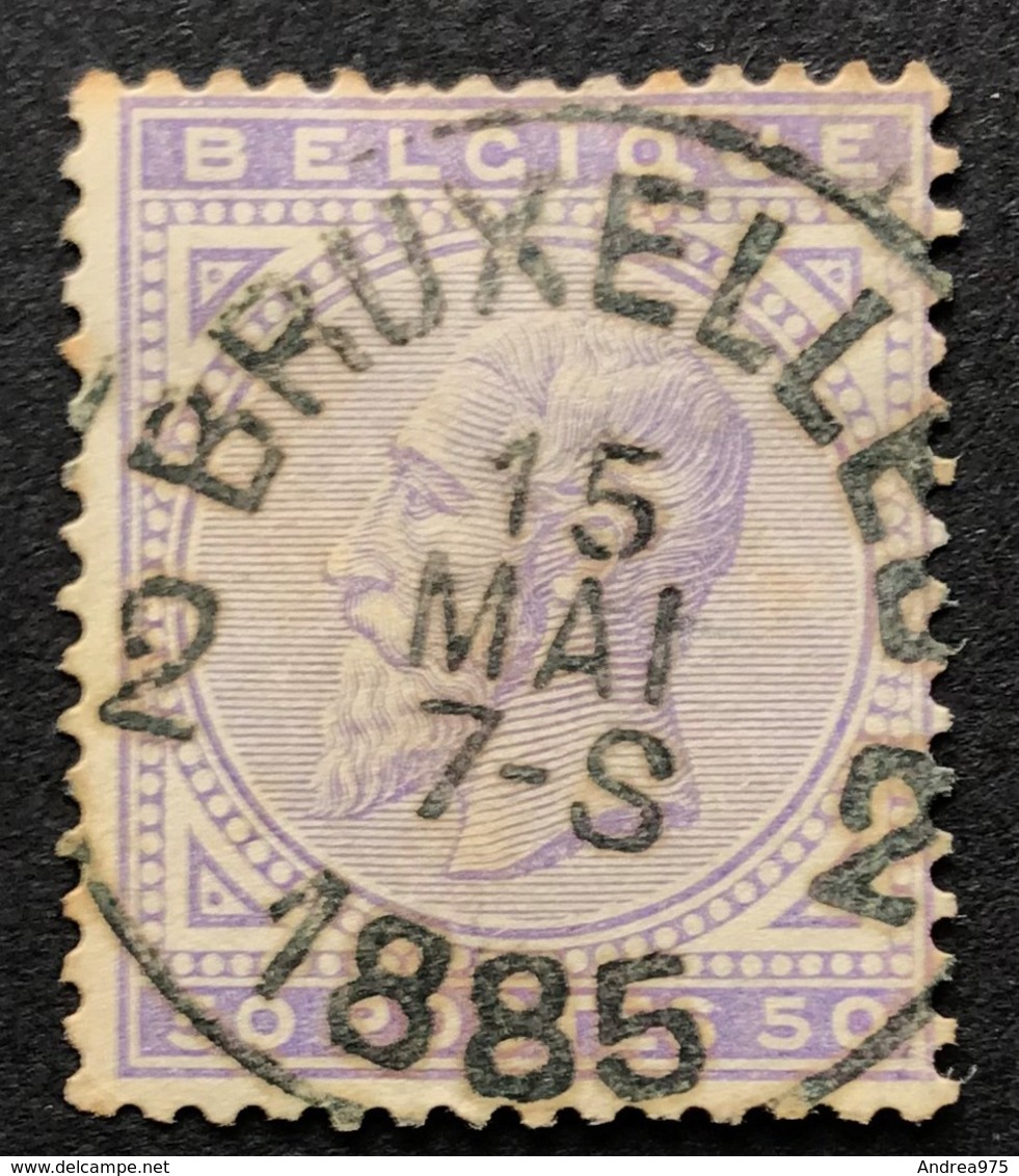 N. 41, 50 Cent Violet Obl. Bruxelles-2 15/5/1885 - 1883 Leopold II.