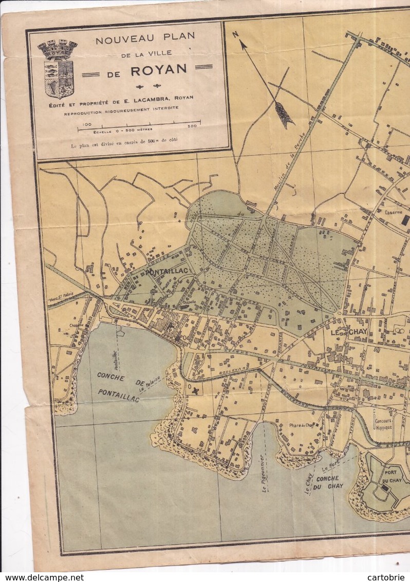 17 ROYAN - Nouveau PLAN De La Ville Édité Et Propriété De E. LACAMBRA - Format 29 X 54 Cm - 2 Scans - Royan