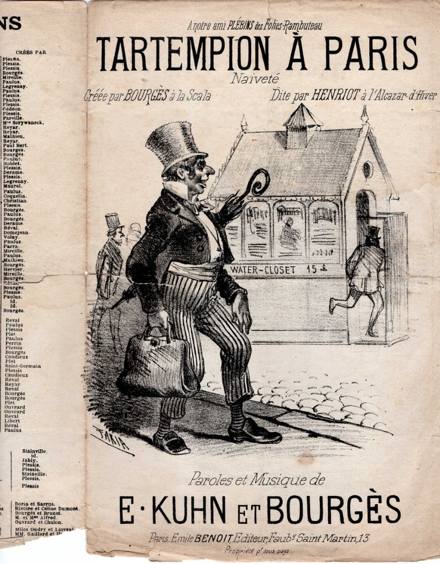 CAF CONC VESPASIENNE PISSOTIÈRE PARTITION XIX TARTEMPION À PARIS YONNAIS KUHN BOURGÈS 1883 ILL FARIA WATER-CLOSET - Autres & Non Classés