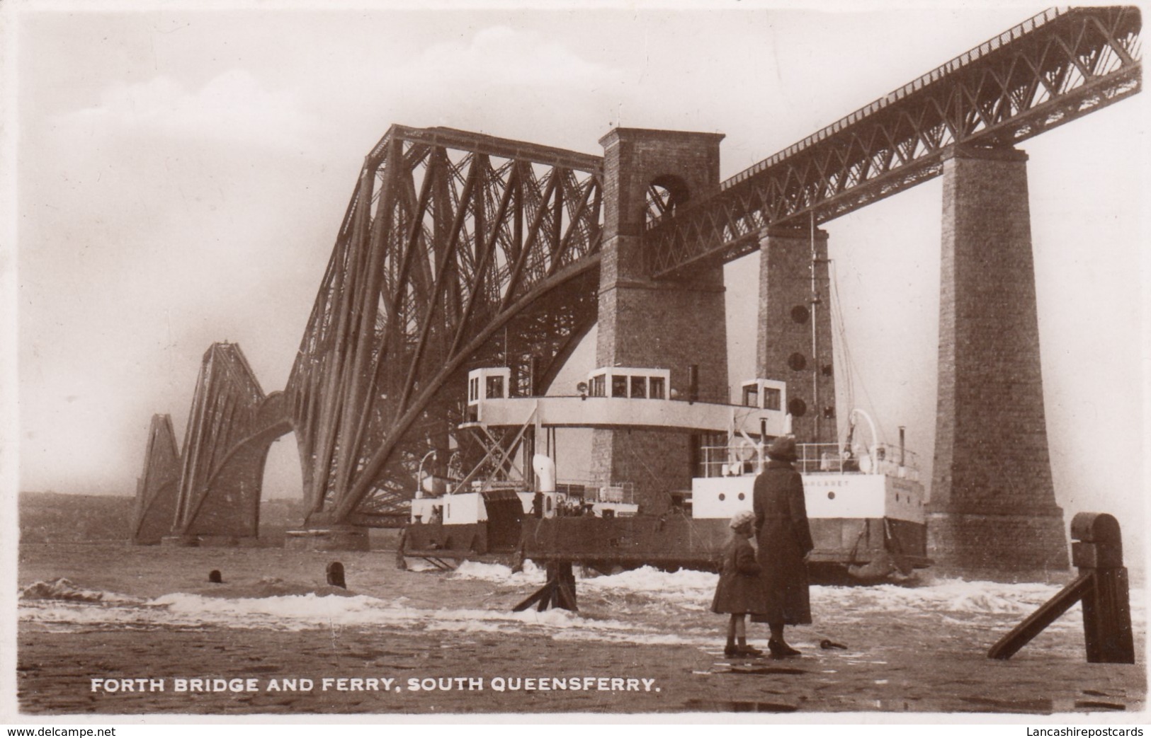 Postcard Forth Bridge And Ferry South Queensferry [ Close Up Of Queen Margaret Ferry ] My Ref  B13630 - Ferries