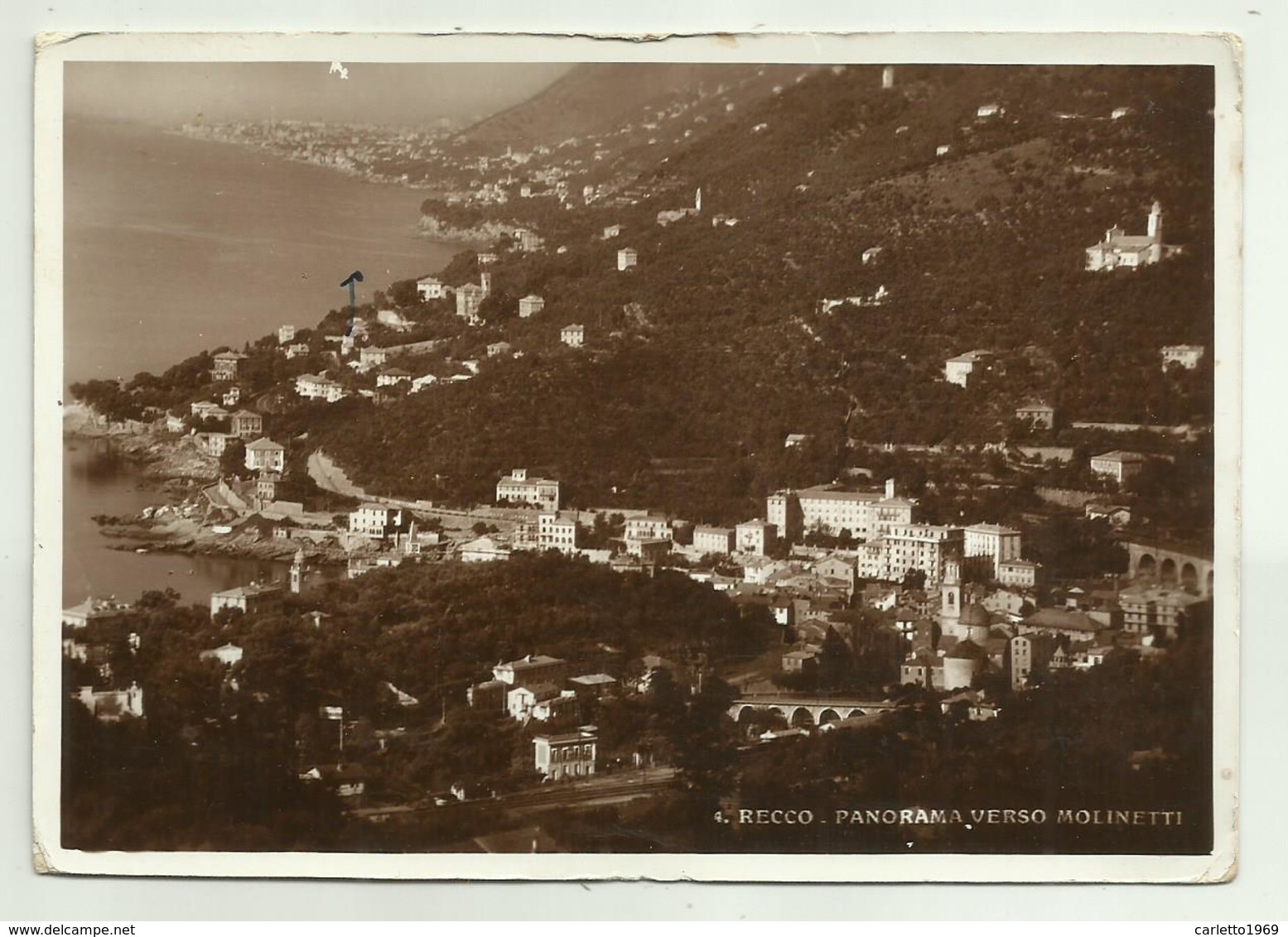 RECCO - PANORAMA VERSO MOLINETTI 1940  VIAGGIATA  FG - Genova