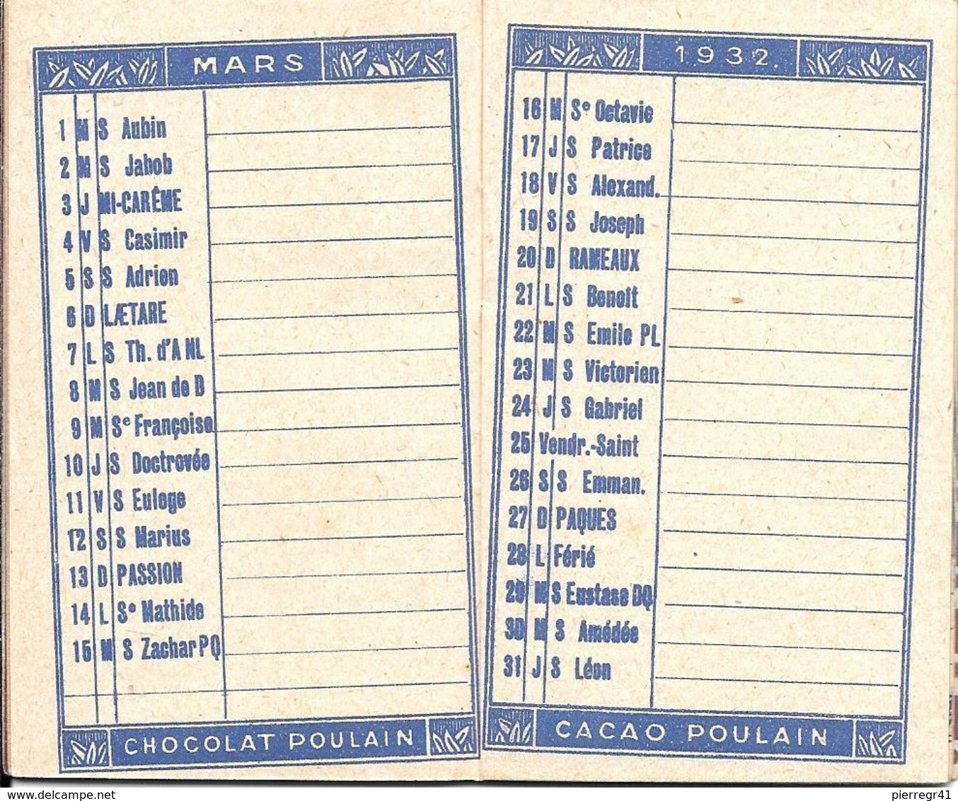 PETIT CALENDRIER 1932-PUBLICITE CHOCOLAT POULAIN-16 Pages-10.5 X6.5 Cm-TBE-RARE - Tamaño Pequeño : 1921-40