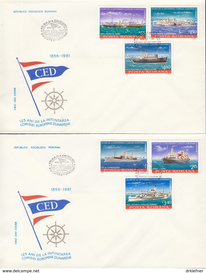 RUMÄNIEN  3769-3774, 2 FDC, Europa Mitläuferausaben: Donauschiffe 1981 - 1981