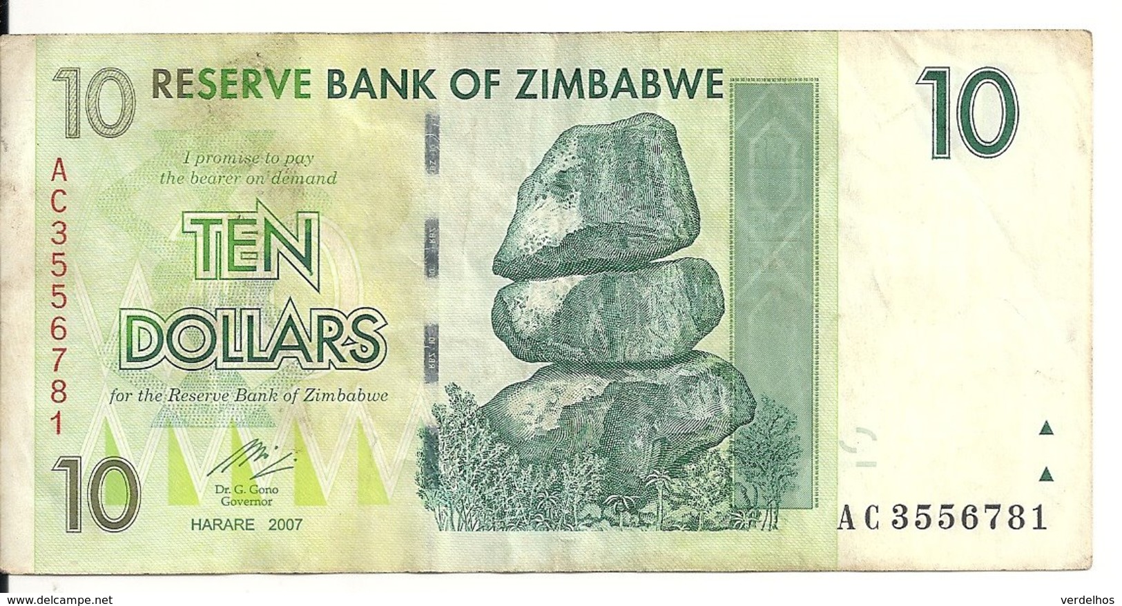 ZIMBABWE 10 DOLLARS 2007 VF P 67 - Zimbabwe