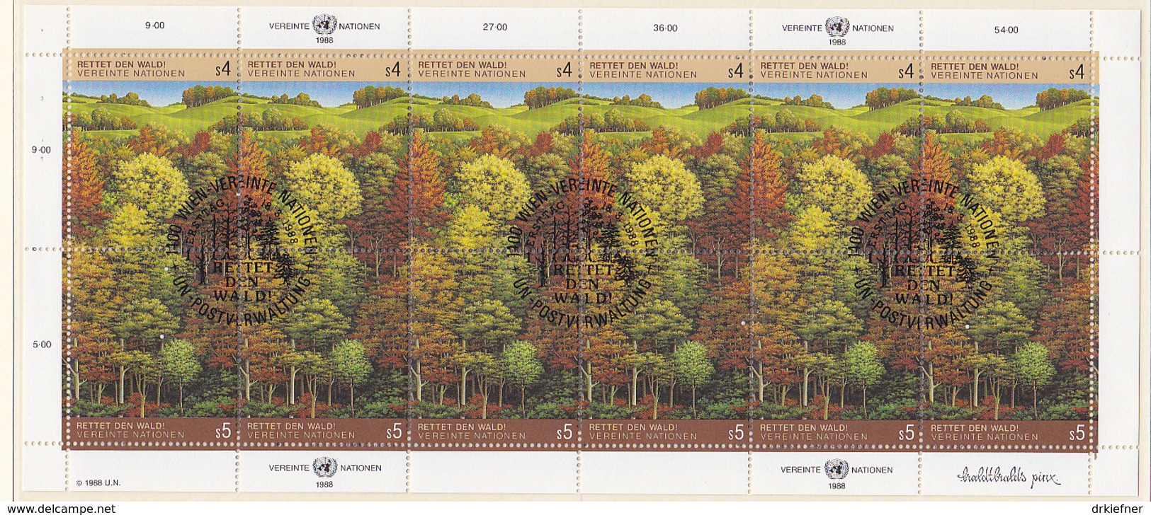 UNO WIEN 81-82, Kleinbogen, Gestempelt, Rettet Den Wald 1988 - Blocks & Kleinbögen