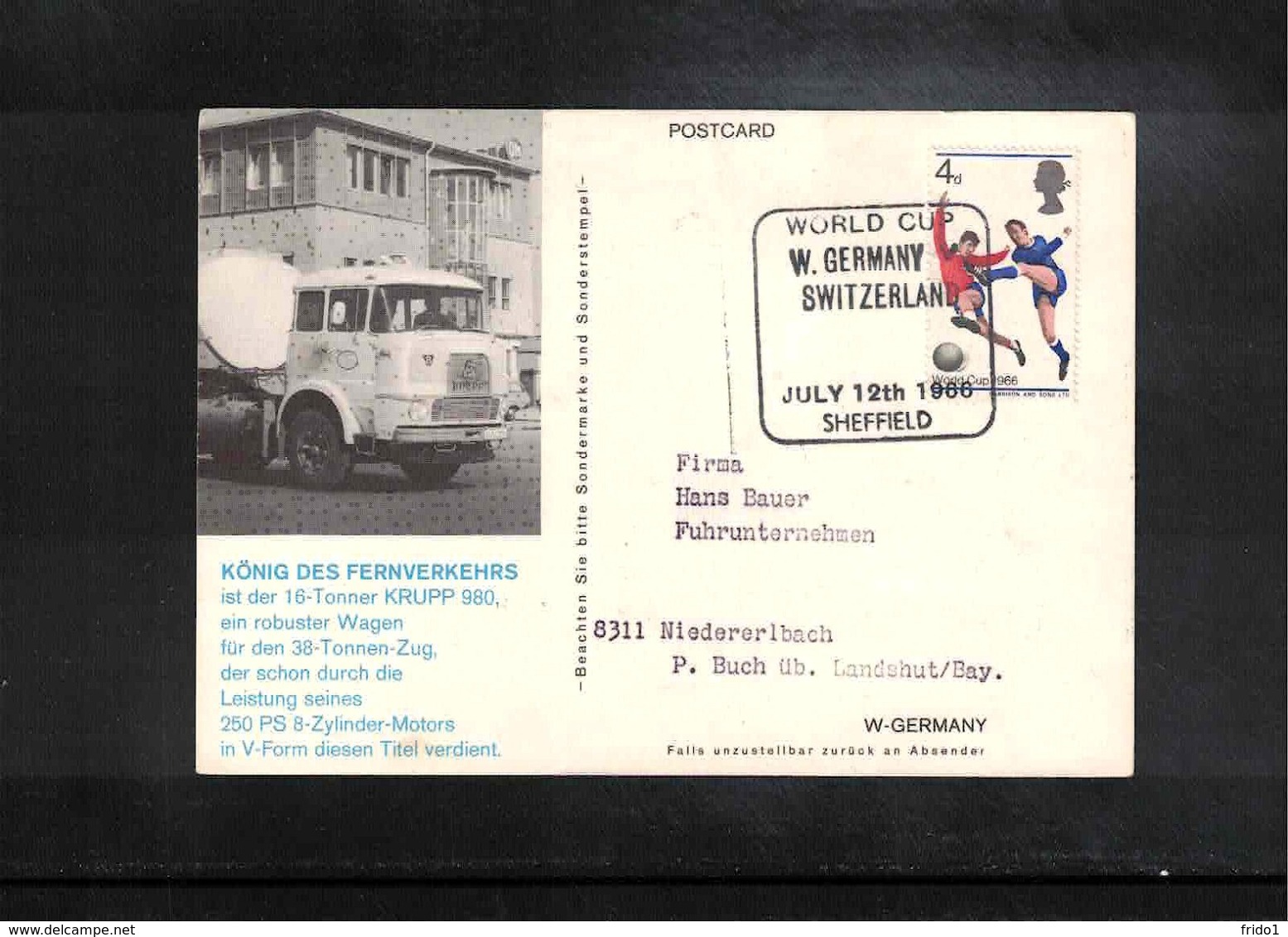 Great Britain 1966 World Football Cup Great Britain - Germany - Switzerland Match Interesting Cover - 1966 – England