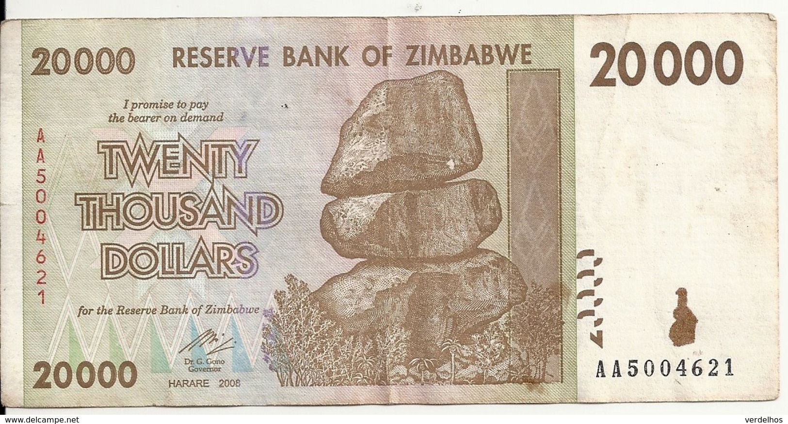 ZIMBABWE 20000 DOLLARS 2008 VF P 73 - Zimbabwe