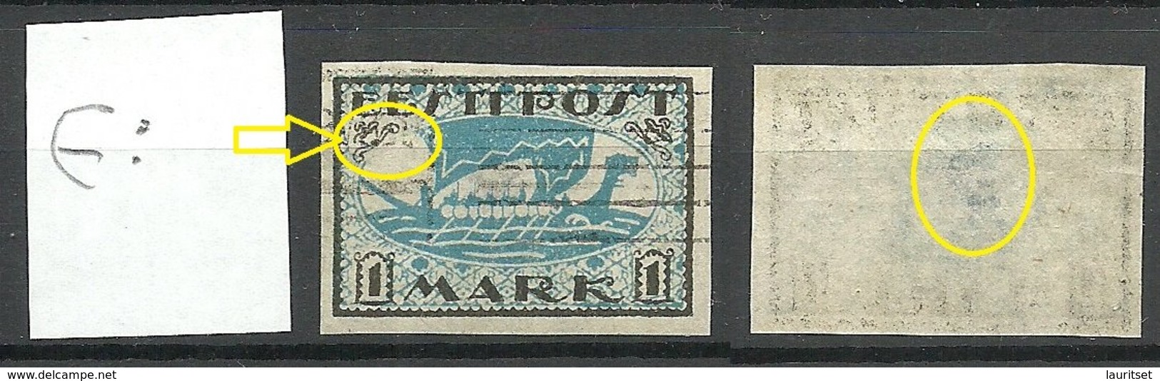 ESTLAND Estonia 1919 Michel 12 Y ERROR Abart Variety Oval Frame Partly Missing/interrupted NB! - Estland