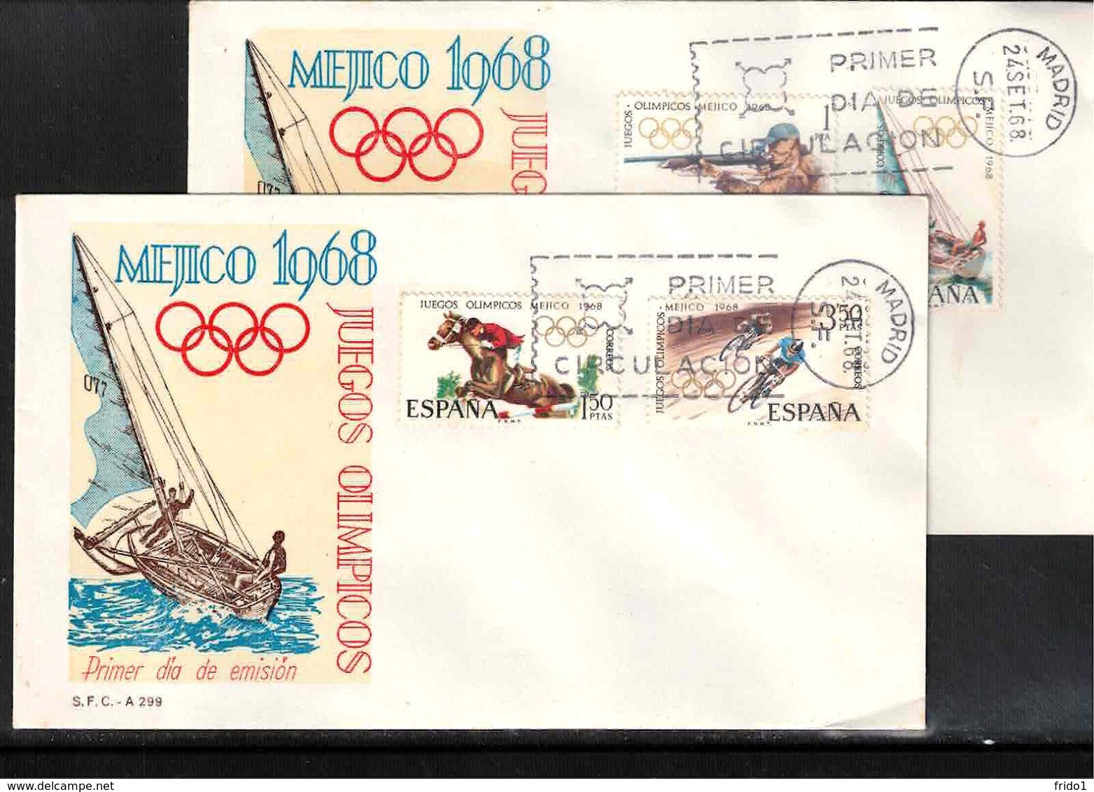 Spain 1968 Olympic Games Mexico Interesting Covers - Sommer 1968: Mexico