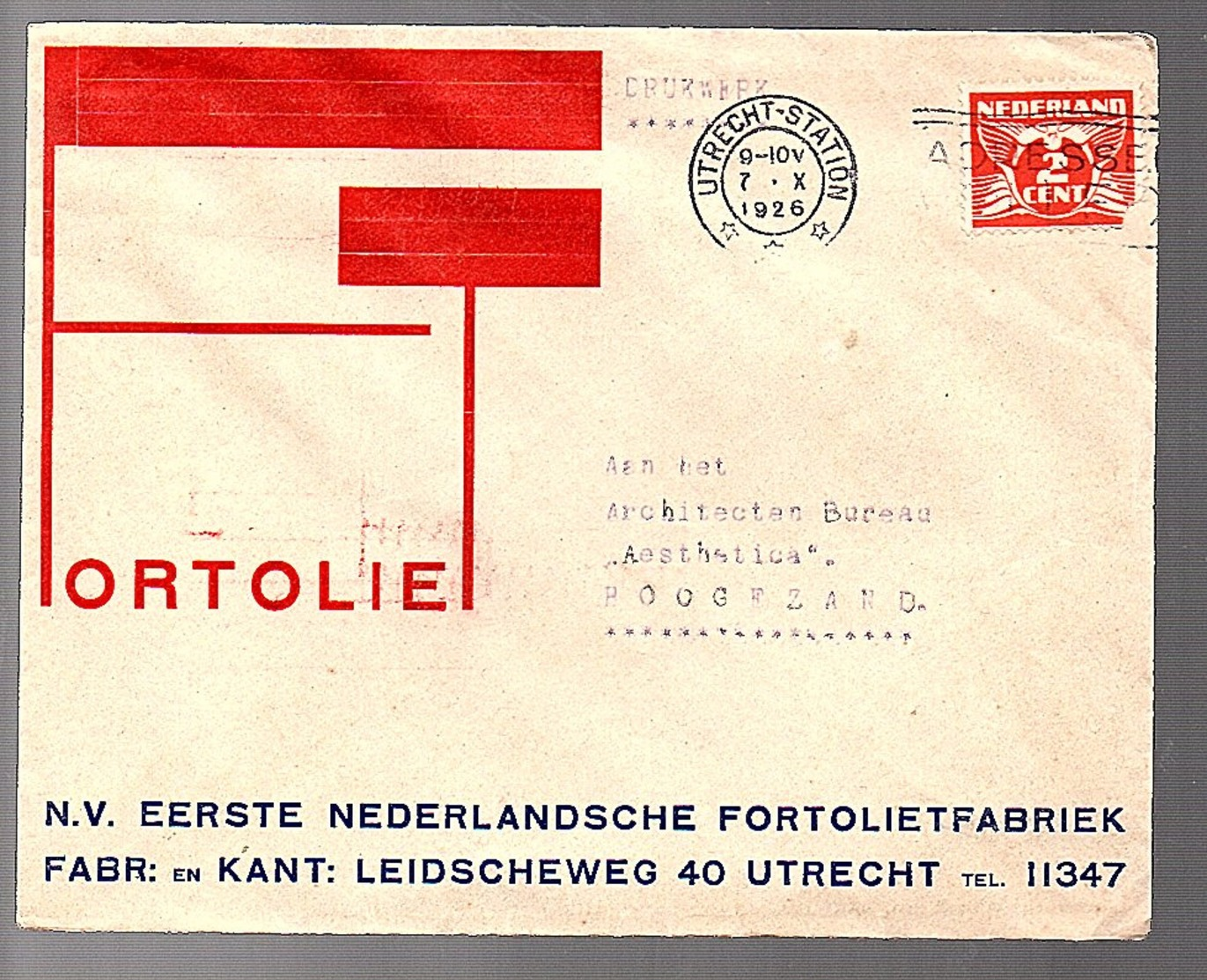 FORTOLIIET (Piet Zwart) Fabriek Leidscheweg 40 Utrecht (materiaal Voor Vloeren - Puien Schoorsteenmantels) (FE35) - Briefe U. Dokumente