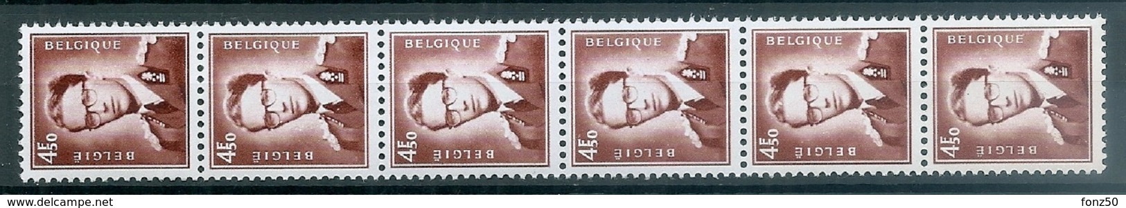 BELGIE  Boudewijn Bril * R 43  Strip Van 6 Zonder NR * ROLZEGEL * Postfris Xx - Coil Stamps