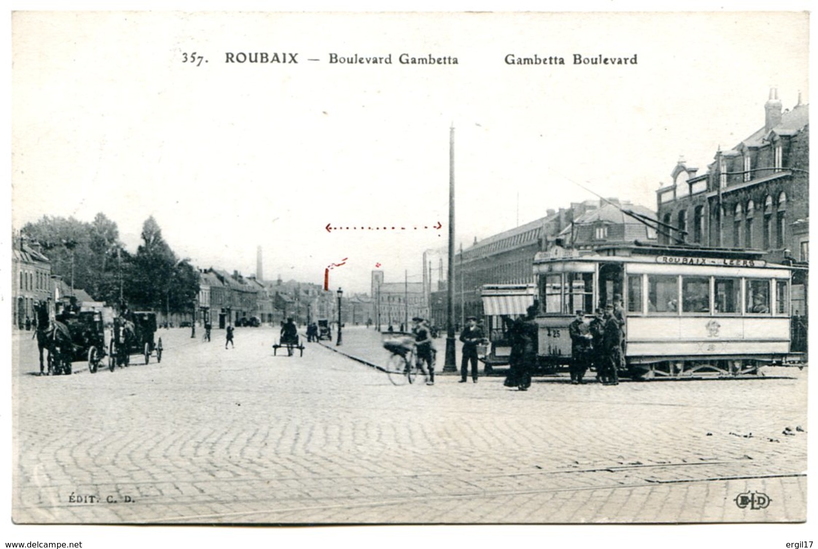 59100 ROUBAIX - Boulevard Gambetta - Tramway N° 4 Pour LEERS - Roubaix