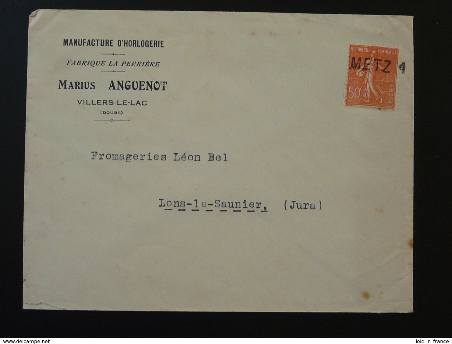 Lettre 50 Semeuse Manufacture Horlogerie Du Doubs Oblitérée à L'arrivée à Metz 1932 - Cachets Manuels