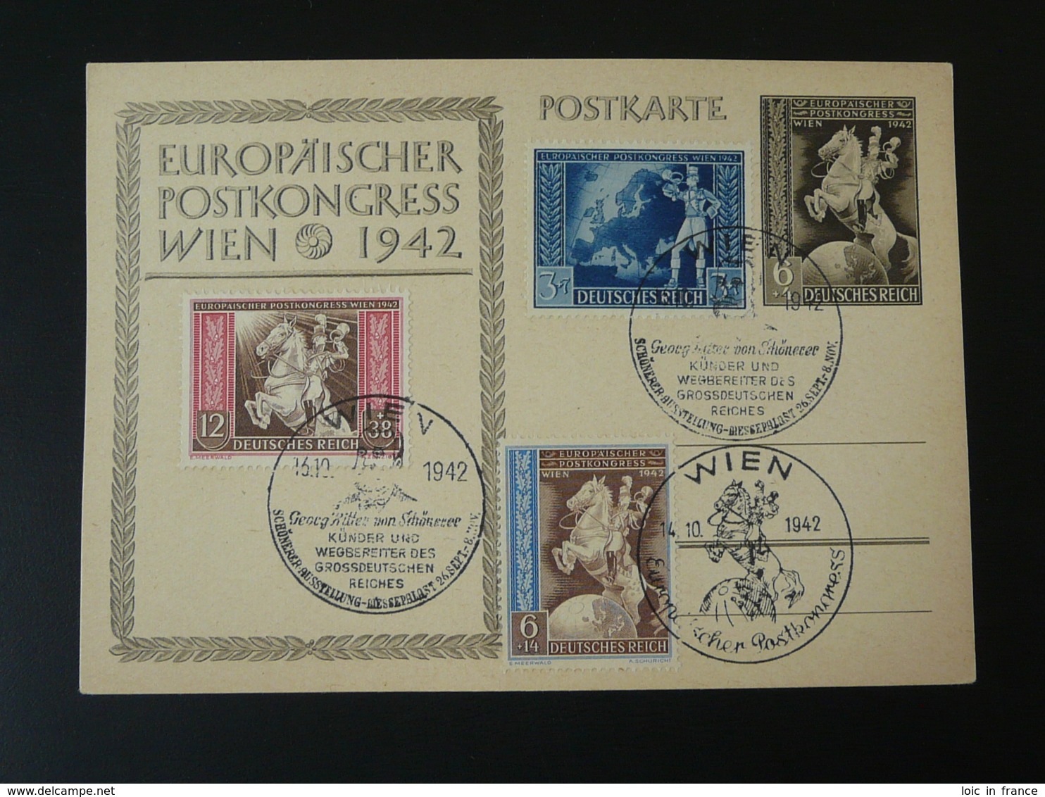 Entier Postal Stationery Europaischer Postkongress Wien 1942 Theme Cheval Horse (ex 5) - Covers & Documents