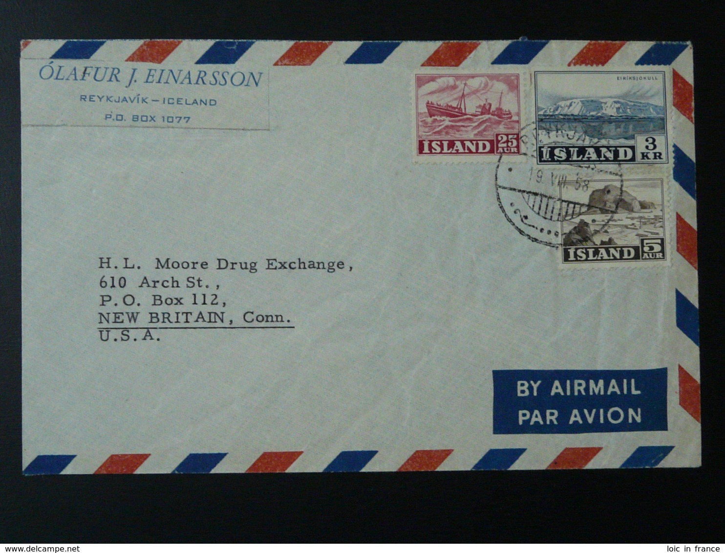 Lettre Par Avion Air Mail Cover Islande Iceland 1958 - Brieven En Documenten