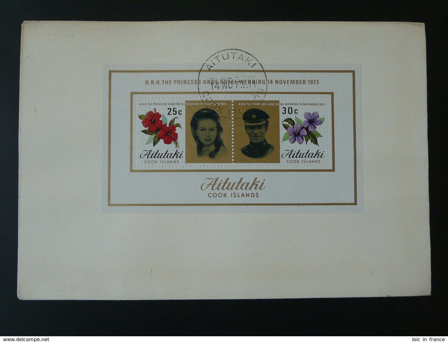 FDC Bloc Sheetlet Mariage Royal Wedding Aitutaki 1973 - Aitutaki