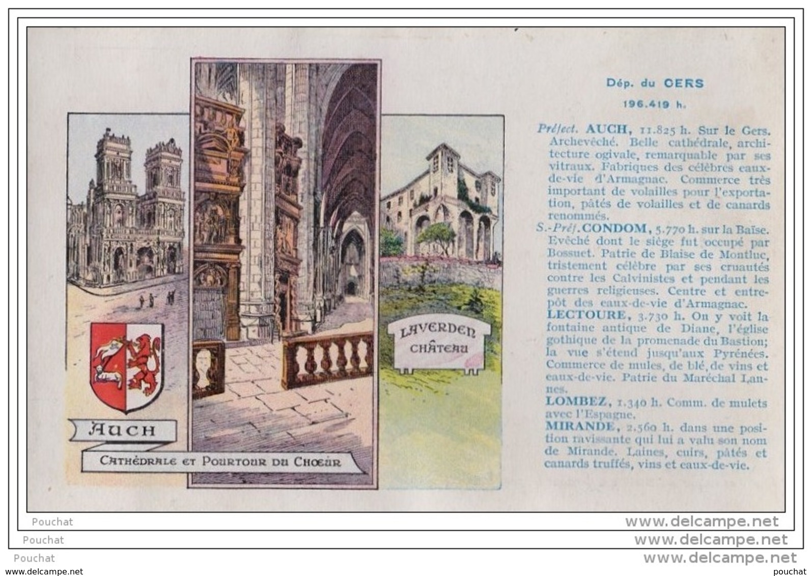 32) AUCH - CONDOM - LECTOURE - MIRANDE - LOMBEZ - Département Du Gers - Publicité Pastilles VALDA (scan Recto - Verso) - Auch