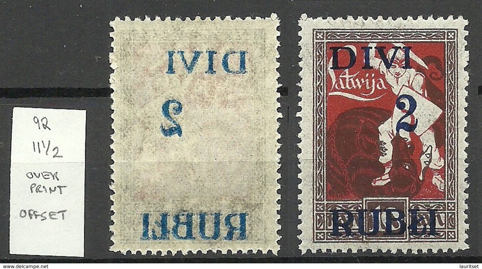 LATVIA Lettland 1920 Michel 61 Abart ERROR OPT Set Off Abklatsch D. Überdruckes MNH - Lettland