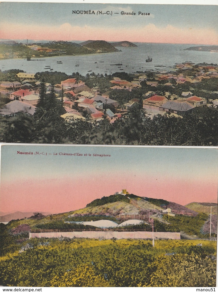 NOUVELLE CALEDONIE - NOUMEA - 2 CPA : Grande Passe - Le Chateau D'eau Et Le Sémaphore - Nouvelle Calédonie