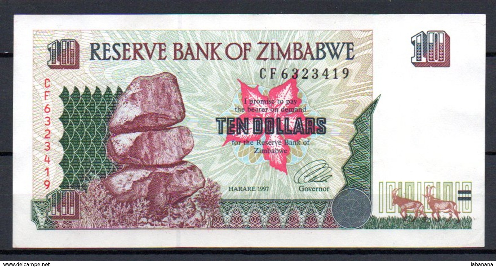 329-Zimbabwe Billet De 10 Dollars 1997 CF632 - Zimbabwe