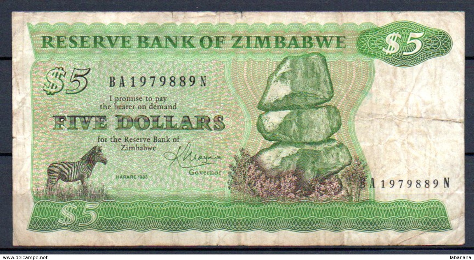329-Zimbabwe Billet De 5 Dollars 1983 BA197N - Zimbabwe