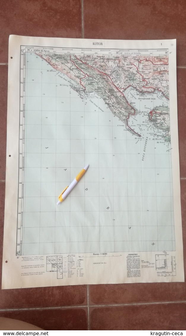 1957 Kotor Montenegro Crna Gora ADRIATIC SEA JNA YUGOSLAVIA ARMY MAP MILITARY CHART PLAN BOKA KOTORSKA HERCEG NOVI IGALO - Topographical Maps