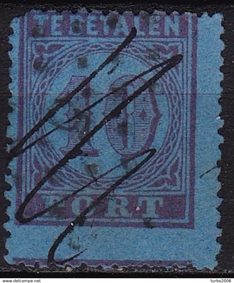 1870 Portzegels Groot Waardecijfer 10 Cent Violet Op Blauw Kamtanding 13¼ NVPH P 2 A Vertand - Postage Due