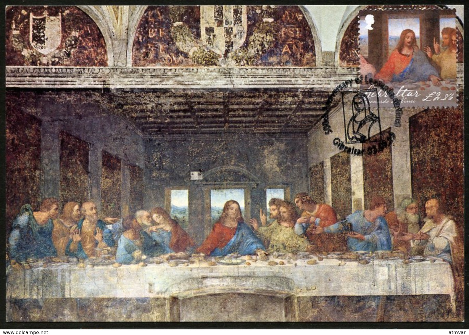 GIBRALTAR (2019). 500th Anniversary Leonardo Da Vinci - Carte Maximum Card - The Last Supper, Cenacolo (check Postmark!) - Gibraltar