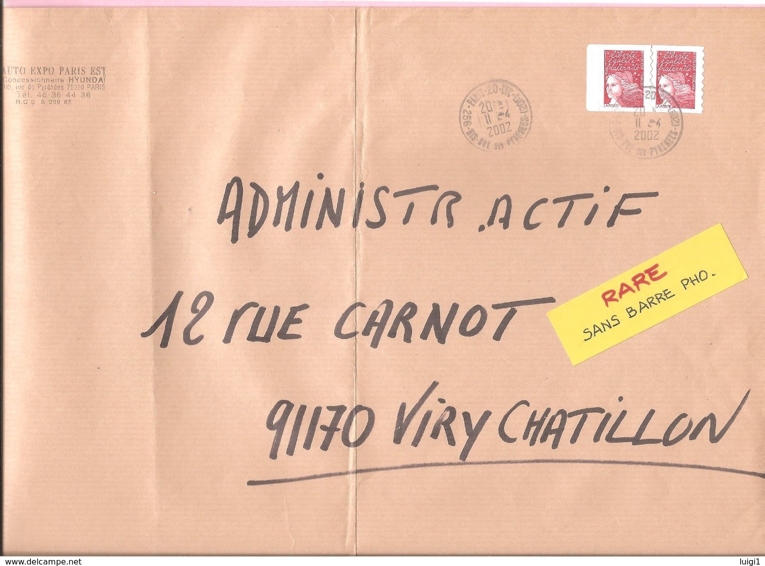 LUQUET LA POSTE. Lettre Prioritaire Sur-affranchie Avec Paire TVP Rg. N° 3085 Adh. SANS PHO - > Carnet Distributeur. TB. - 1997-2004 Marianne Du 14 Juillet