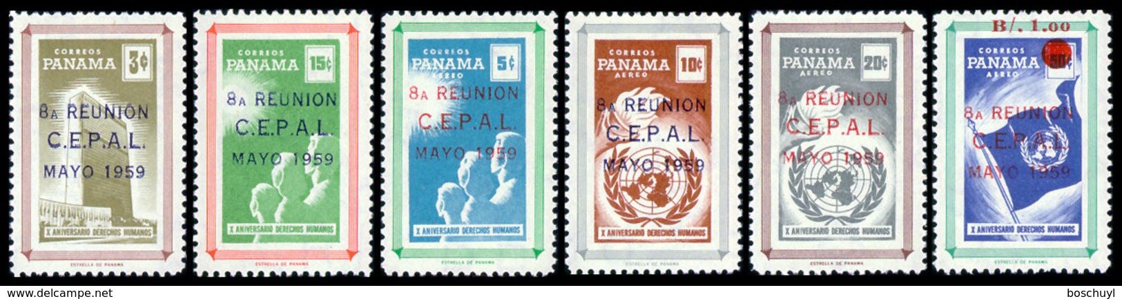 Panama, 1959, CEPAL, United Nations, MNH Overprint, Michel 548-553 - Panama