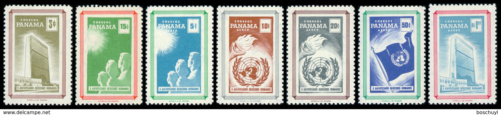 Panama, 1959, Human Rights Declaration, 10th Anniversary, United Nations, MNH, Michel 541-547 - Panama