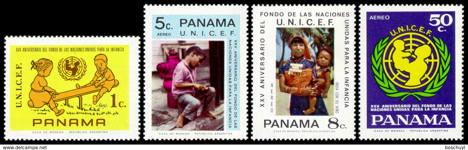 Panama, 1972, UNICEF 25th Anniversary, United Nations, MNH, Michel 1216-1219A - Panama