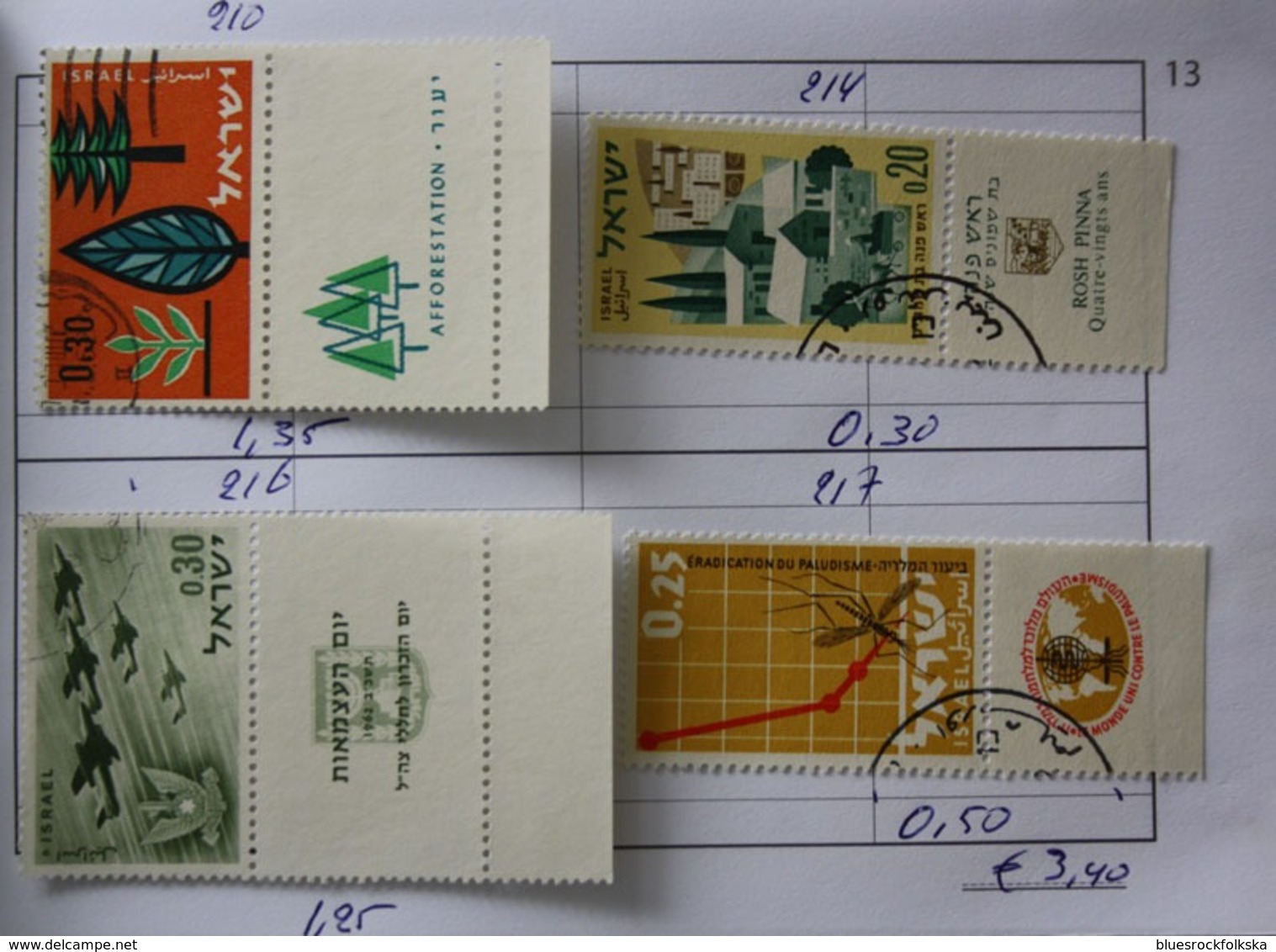 Israel - 1961-62 Stamps With TABs, 2 Pages - Gebraucht (mit Tabs)