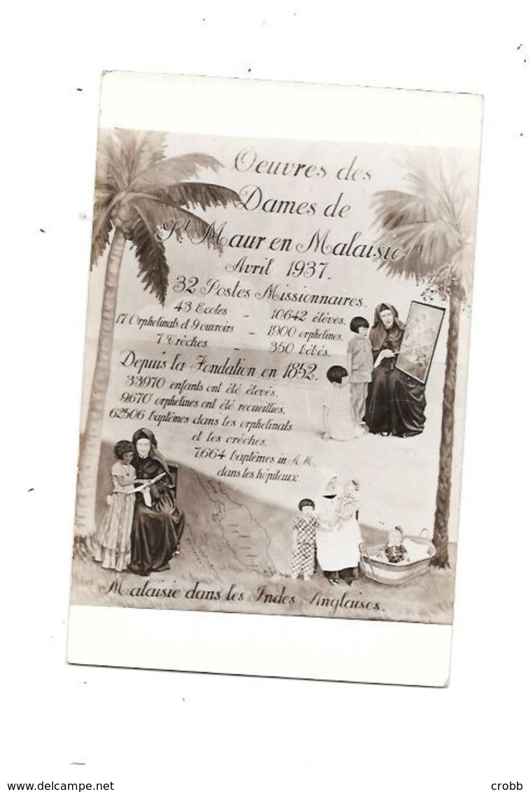 11222 - Carte Photo : Oeuvres Des Dames De ST MAUR En MALAISIE Avril 1937 - Malaysia