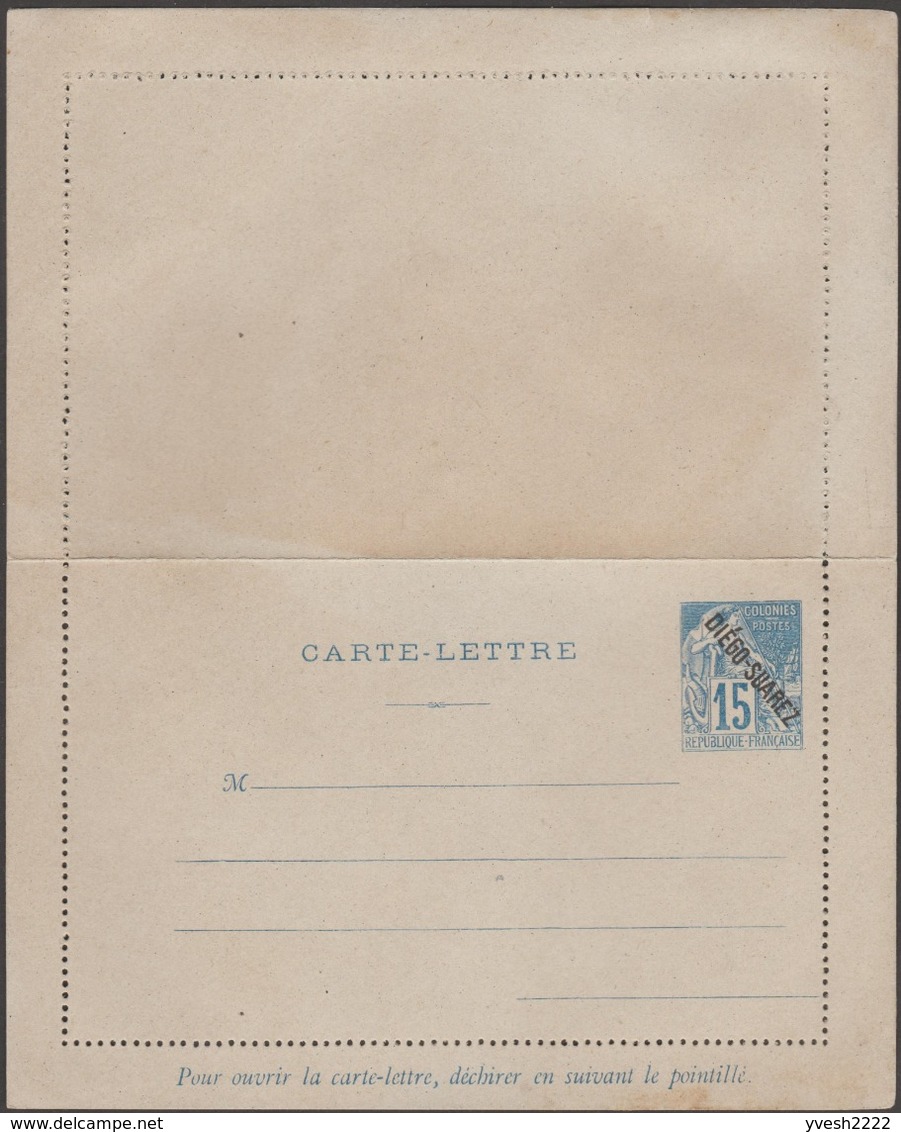 Diego Suarez 1892. Carte-lettre 1, Imperfections - Storia Postale