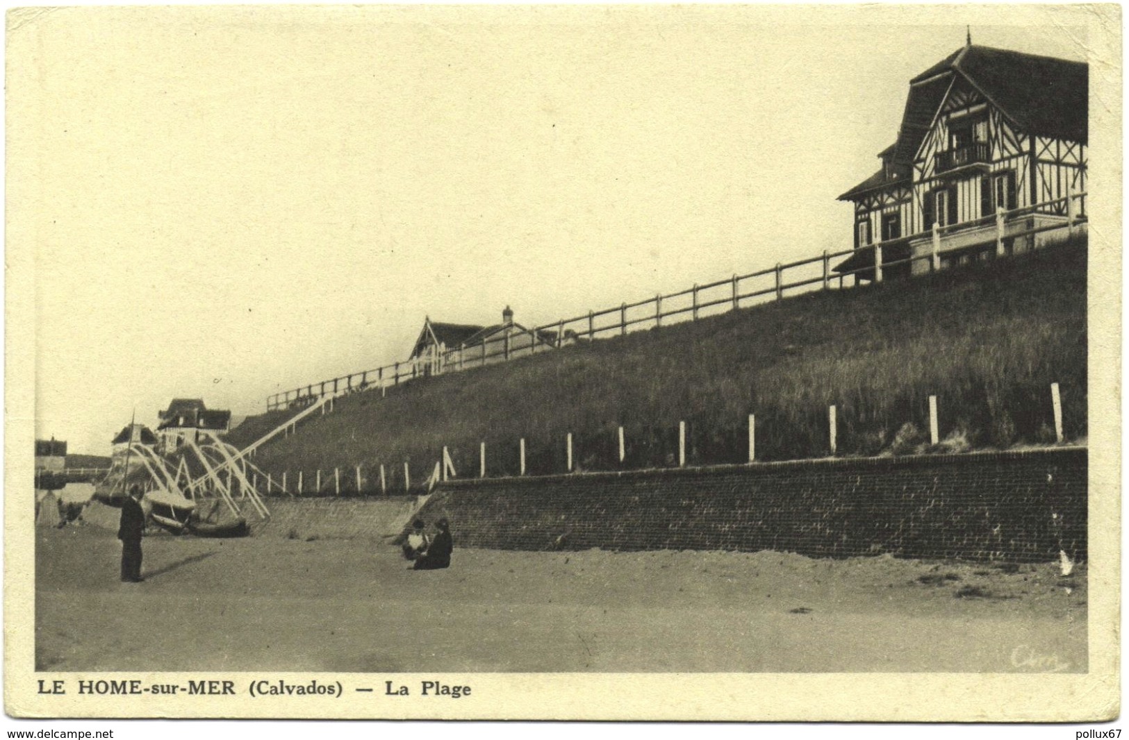 CPA DE LE HOME-SUR-MER  (CALVADOS)  LA PLAGE - Otros & Sin Clasificación