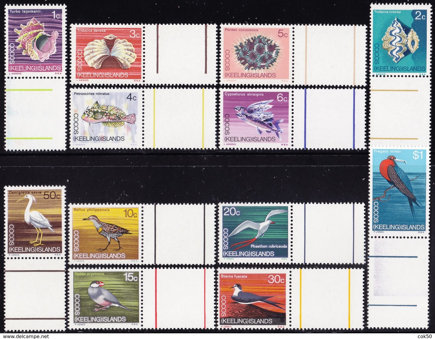 COCOS (KEELING) ISLANDS 1969 «Marine Life/birds» Complete Set 12 Vals. MNH Mi# 8-19 - Cocos (Keeling) Islands