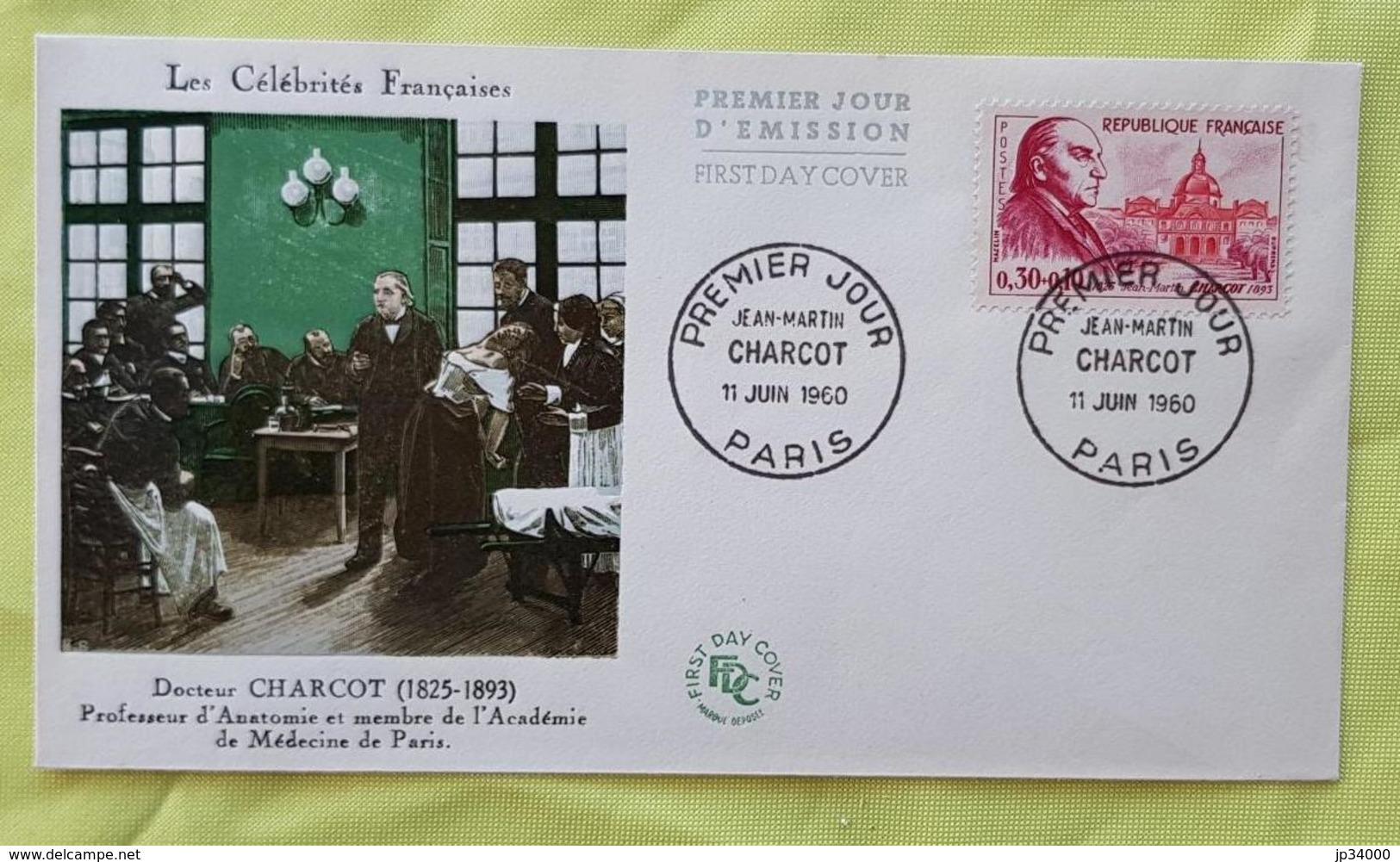 FRANCE Medecine, CHARCOT,Yvert N° 1260, FDC, Enveloppe 1 Er Jour 1960 - Medizin