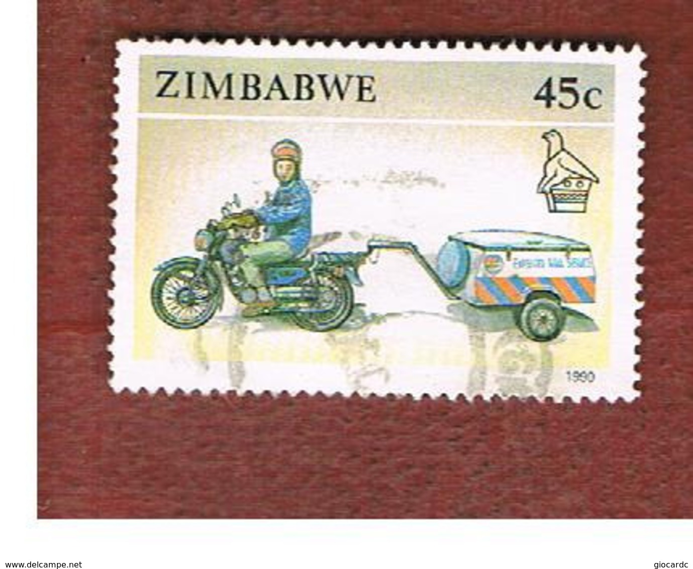 ZIMBABWE  -  SG 783 -  1990  TRANSPORTS: MAIL MOTORCYCLE & TRAILER     - USED ° - Zimbabwe (1980-...)