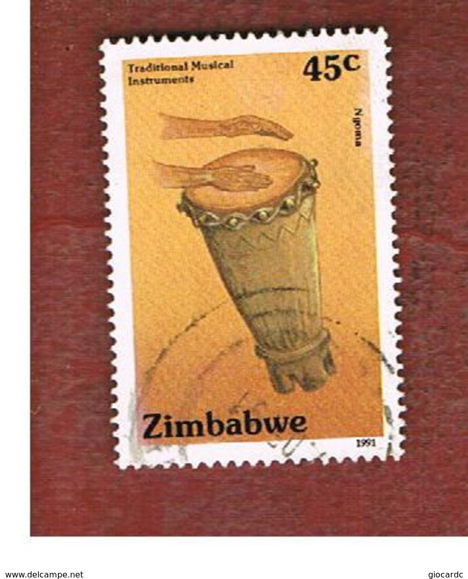 ZIMBABWE  -  SG 809 -  1991  MUSICAL INSTRUMENTS:  DRUM    - USED ° - Zimbabwe (1980-...)