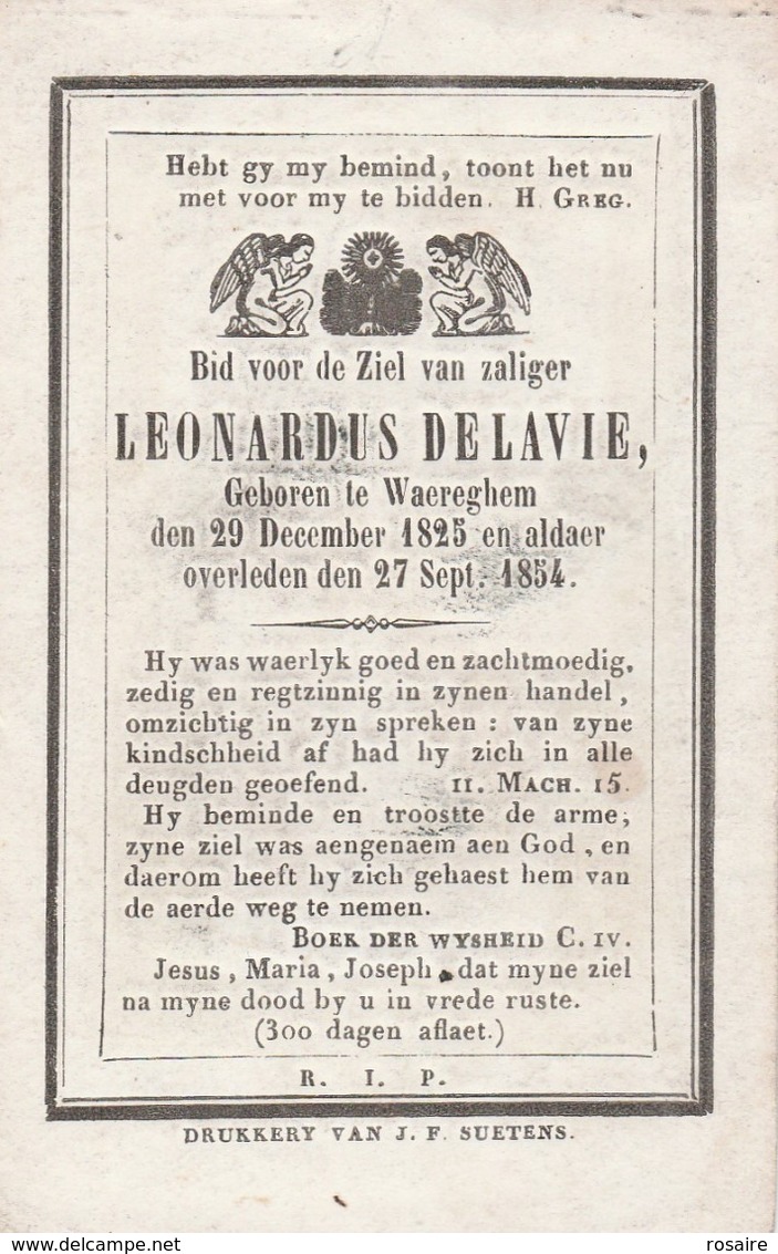 Leonardus De Lavie-waereghem 1825-1854 - Devotieprenten