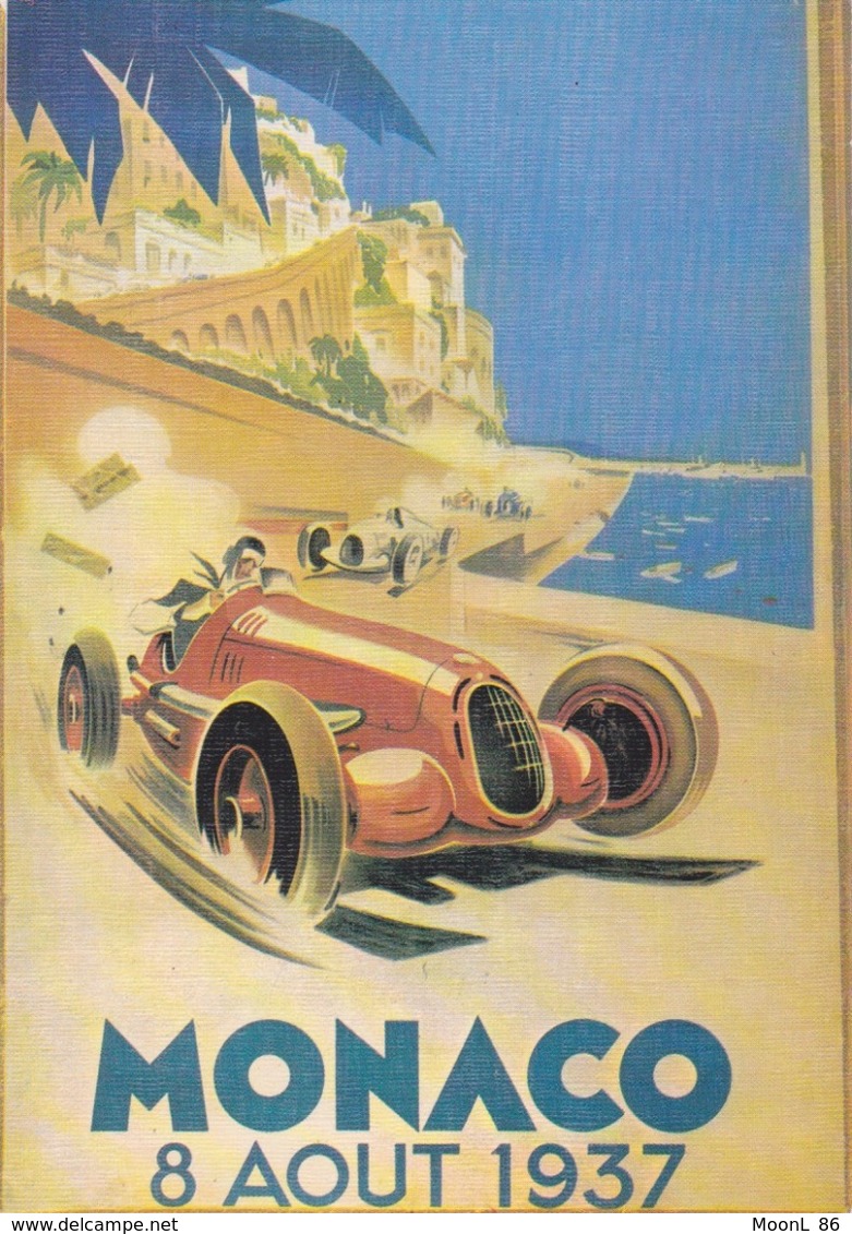 CPM MONACO - COURSE AUTOMOBILE  A MONTE CARLO - REPRO ANCIENNE AFFICHE 1937 - Verzamelingen