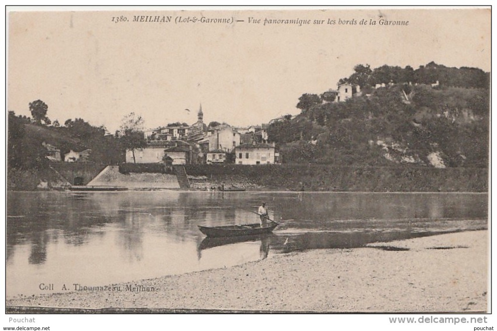 R18- 47) MEILHAN (LOT ET GARONNE) VUE PANORAMIQUE SUR LES  BORDS DE LA GARONNE  - (ANIMÉE - BARQUE - 2 SCANS) - Meilhan Sur Garonne