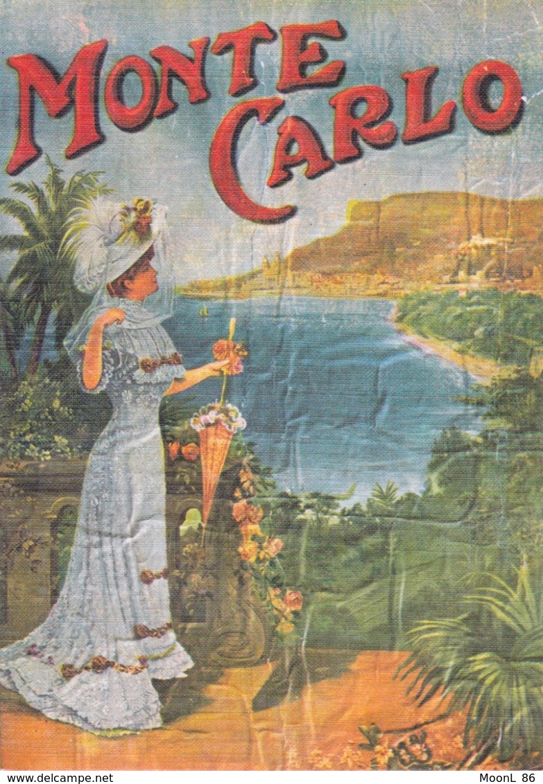 CPSM MONACO - REPRODUCTION D'UNE ANCIENNE AFFICHE - FEMME L'ETE A MONTE CARLO - Collezioni & Lotti