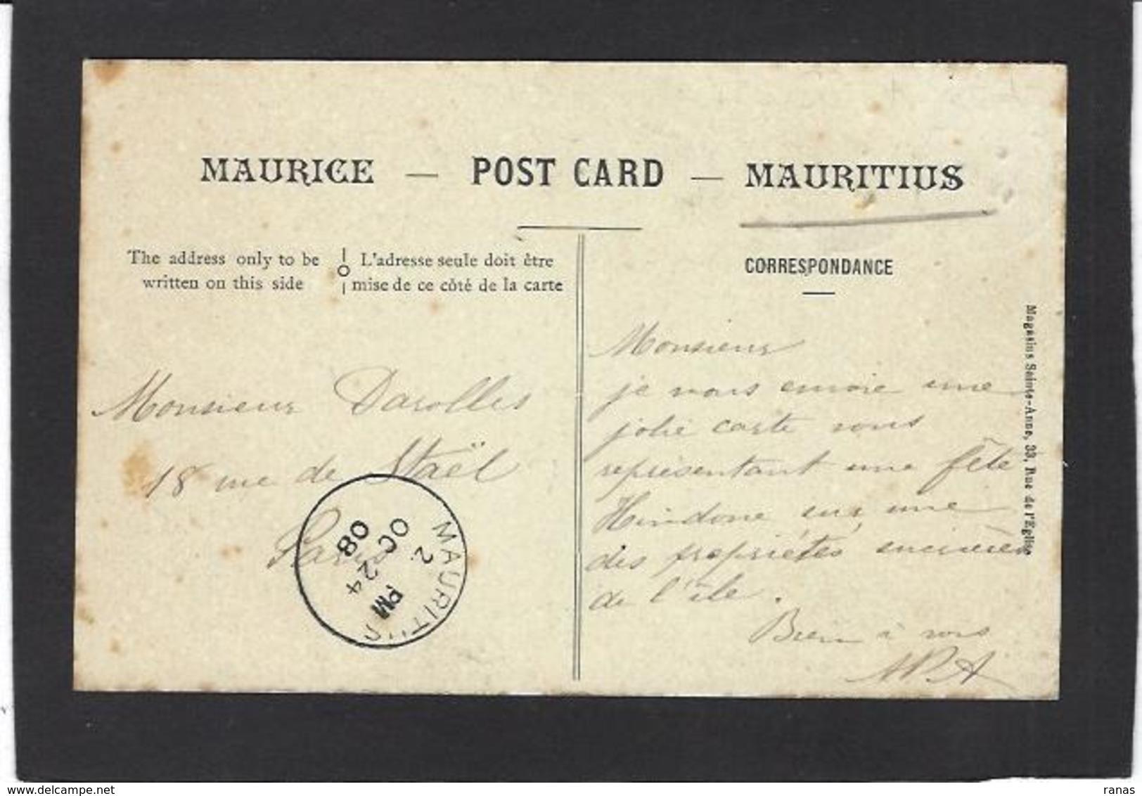 CPA Ile Maurice Mauritius Afrique Noire Circulé Belle Vue Mapou - Mauritius
