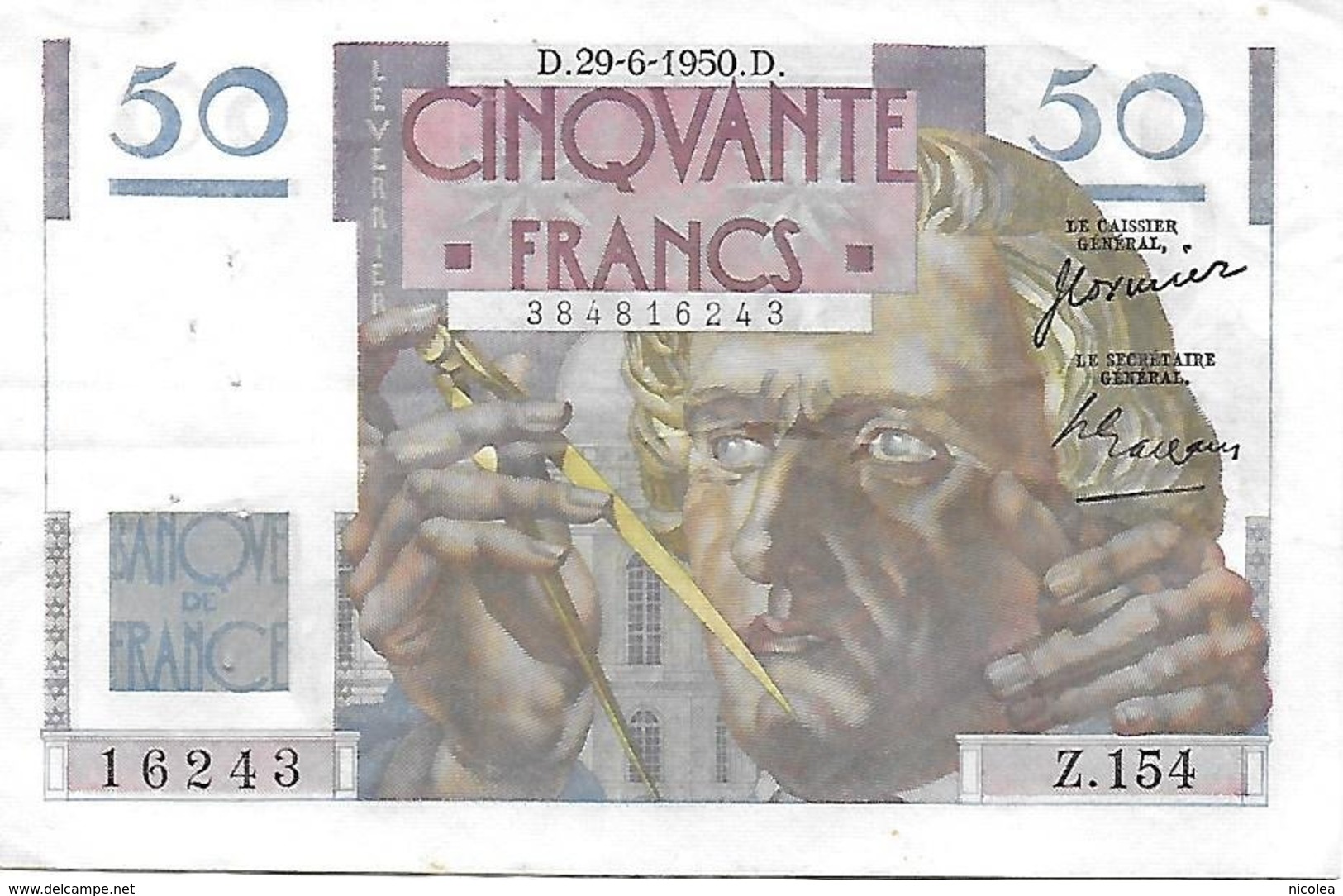 France 50 Francs Le Verrier - 29-6-1950 - 50 F 1946-1951 ''Le Verrier''