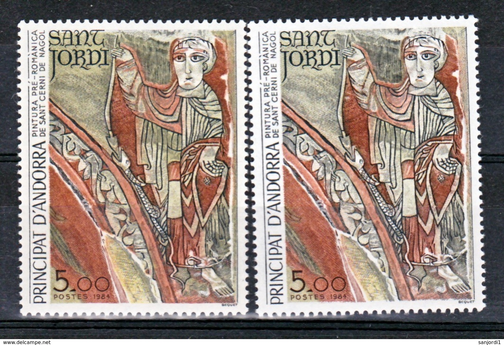 Andorre 334 Peinture Pré Romane Variété Jaune Et Blanc Neuf ** TB MNH Sin Charnela - Nuevos