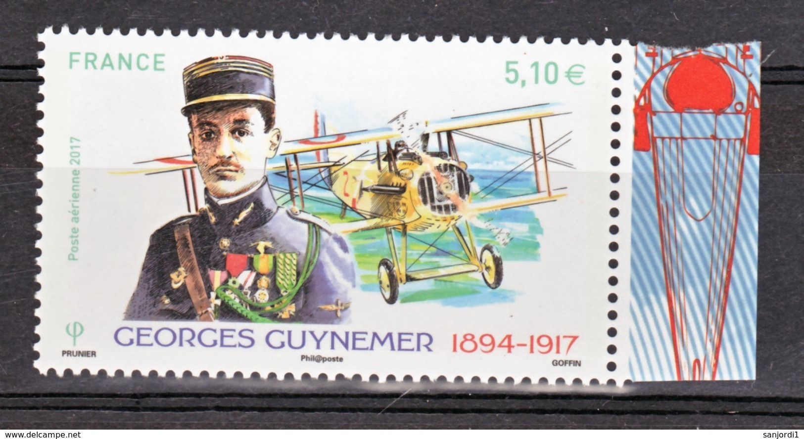 France PA  81 A Guynemer  2017 Avec Bord De Feuille (feuille De 10) Neuf ** TB MNH Sin Charnela Faciale 5.1 - 1960-.... Postfris