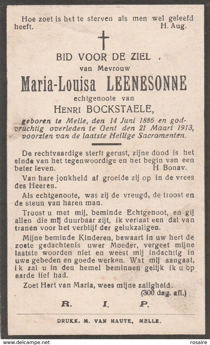 Maria Louisa Leenesonne-melle 1886-gent 1913 - Images Religieuses