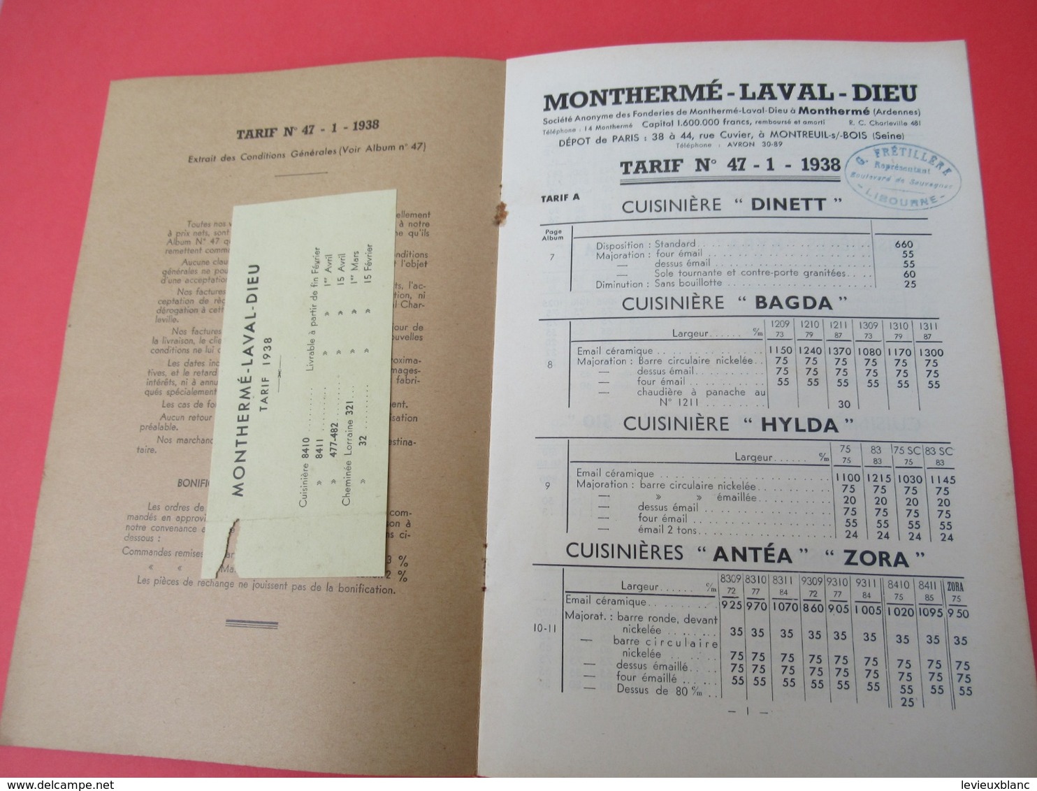 Catalogue-Tarif/ Fonderies/ Cuisine -Chauffage/ Monthermé Laval-Dieu/ ARDENNES/Ratabou/ Bordeaux/1938   CAT253 - Altri & Non Classificati